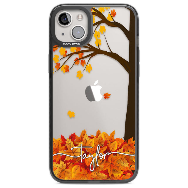 Personalised Autumn Leaves Custom Phone Case iPhone 14 Plus / Black Impact Case Blanc Space