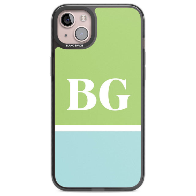 Personalised Colourblock: Green & Turquoise Custom Phone Case iPhone 14 Plus / Black Impact Case Blanc Space