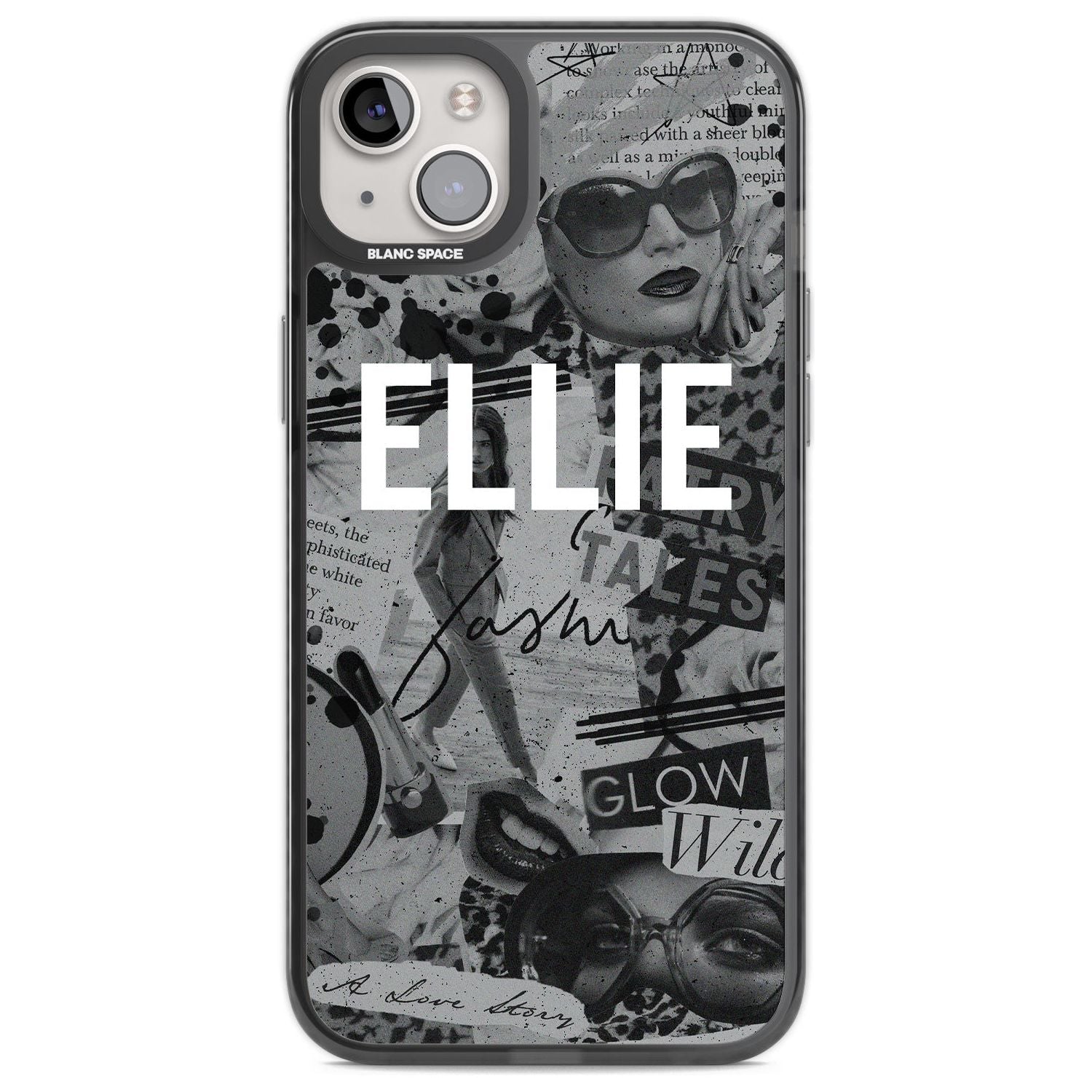 Personalised Grey Scale Fashion Collage Custom Phone Case iPhone 14 Plus / Black Impact Case Blanc Space