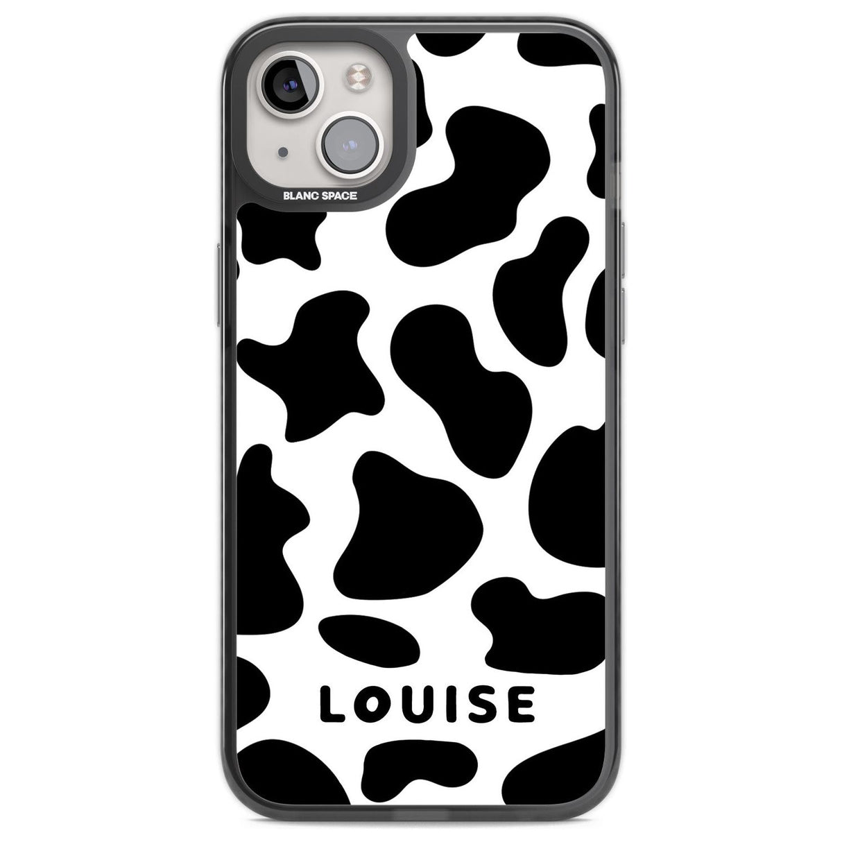 Personalised Cow Print Custom Phone Case iPhone 14 Plus / Black Impact Case Blanc Space