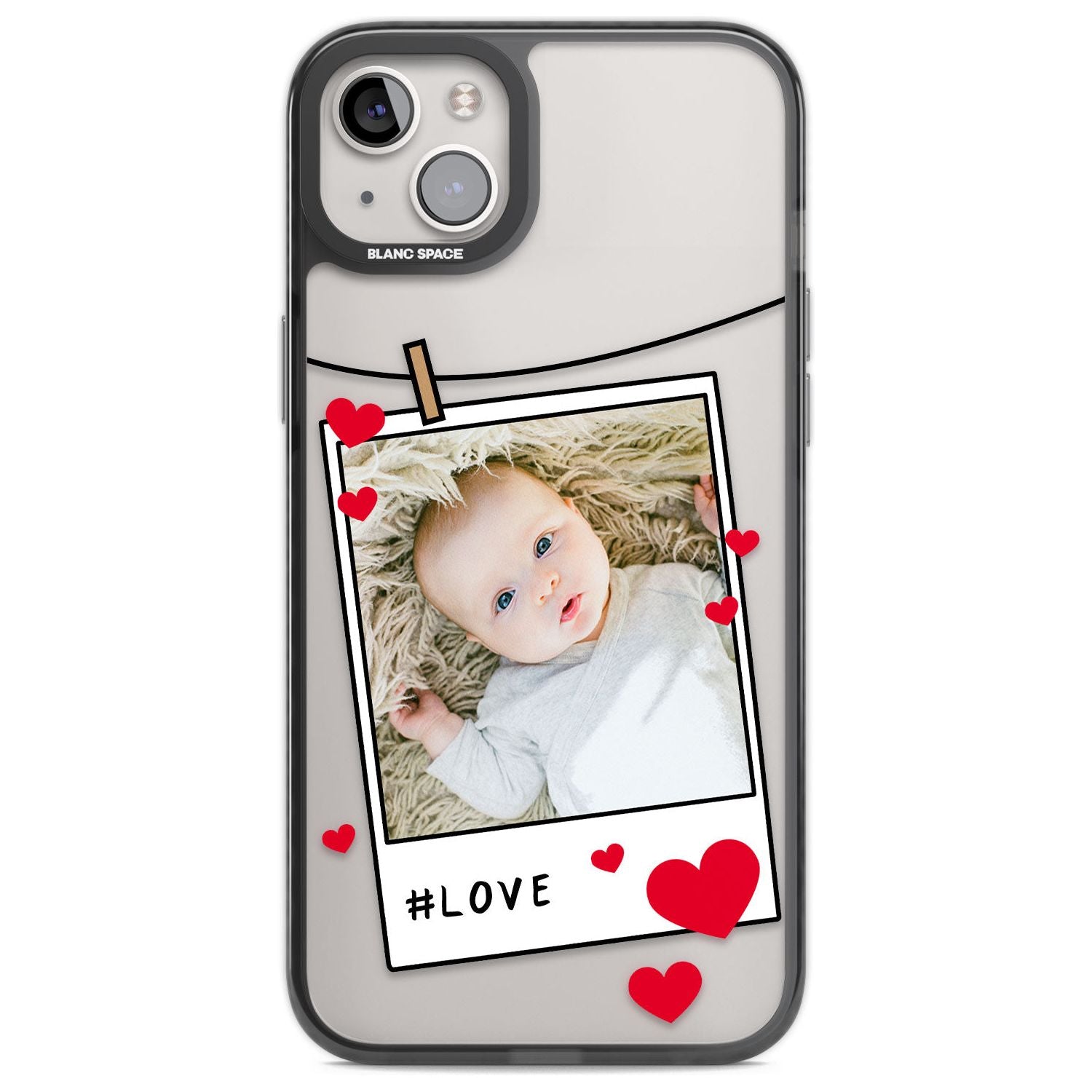 Personalised Love Instant Film Photo Custom Phone Case iPhone 14 Plus / Black Impact Case Blanc Space
