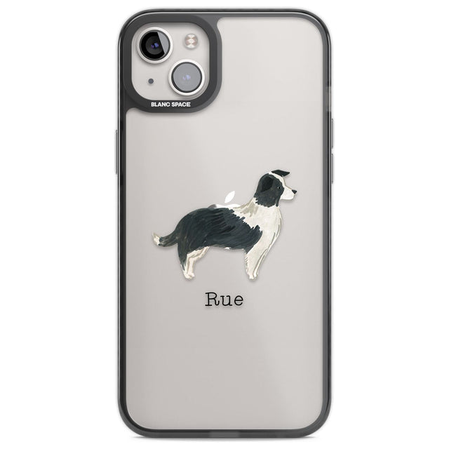 Personalised Border Collie Custom Phone Case iPhone 14 Plus / Black Impact Case Blanc Space