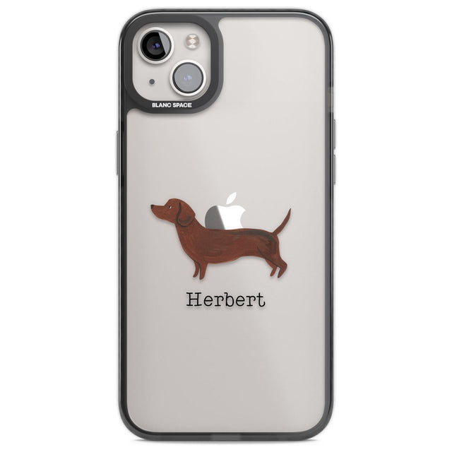 Personalised Hand Painted Sausage Dog Custom Phone Case iPhone 14 Plus / Black Impact Case Blanc Space