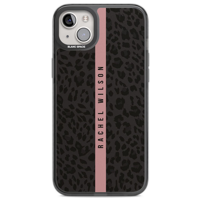 Personalised Pink Stripe Leopard Pattern Custom Phone Case iPhone 14 Plus / Black Impact Case Blanc Space