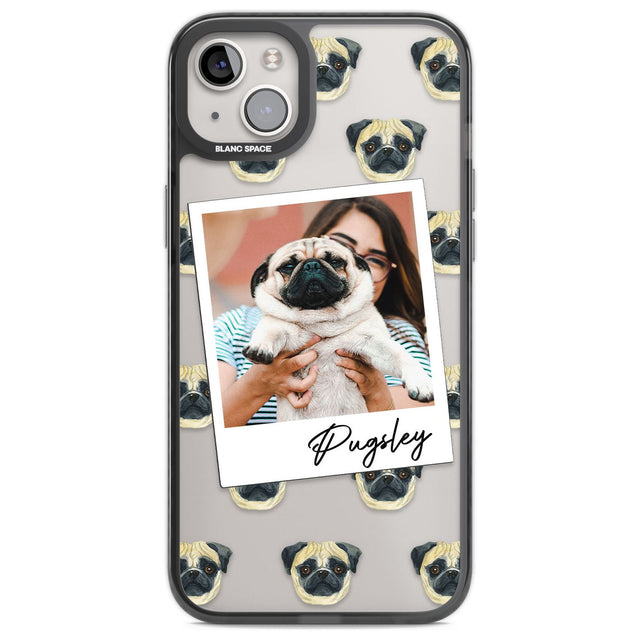 Personalised Pug - Dog Photo Custom Phone Case iPhone 14 Plus / Black Impact Case Blanc Space