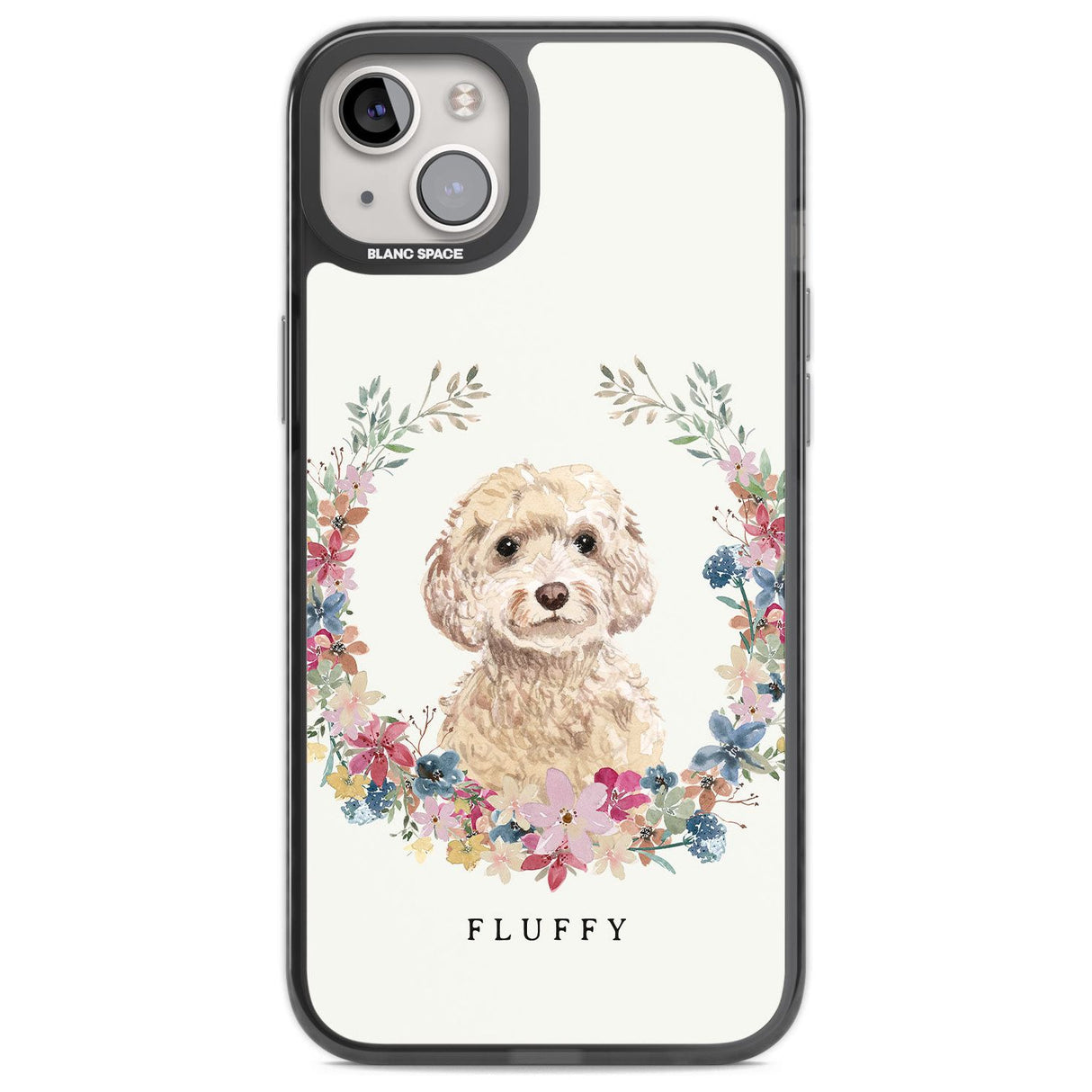 Personalised Champagne Cockapoo - Watercolour Dog Portrait Custom Phone Case iPhone 14 Plus / Black Impact Case Blanc Space