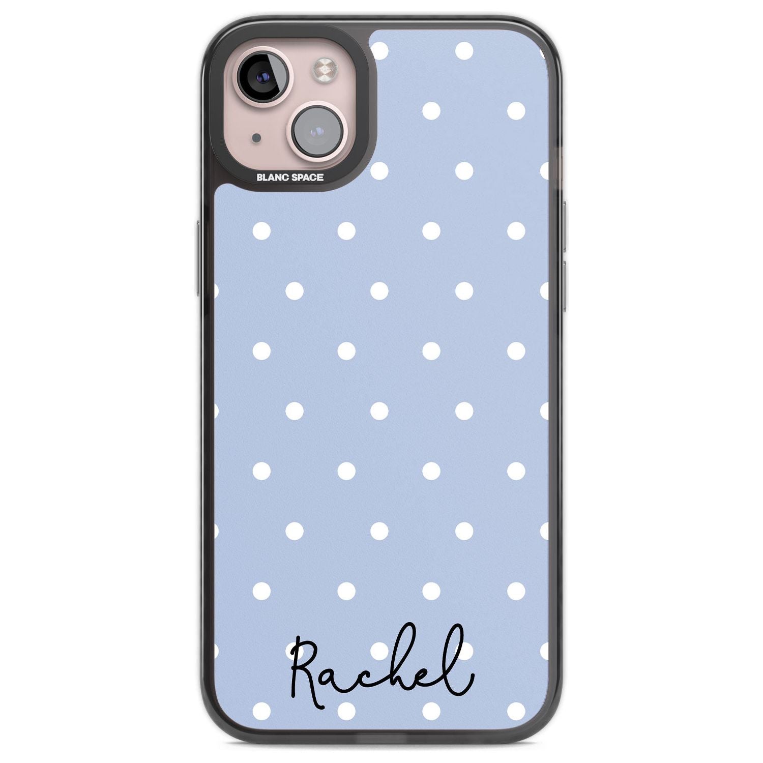 Personalised Simple Light Blue Dots Custom Phone Case iPhone 14 Plus / Black Impact Case Blanc Space