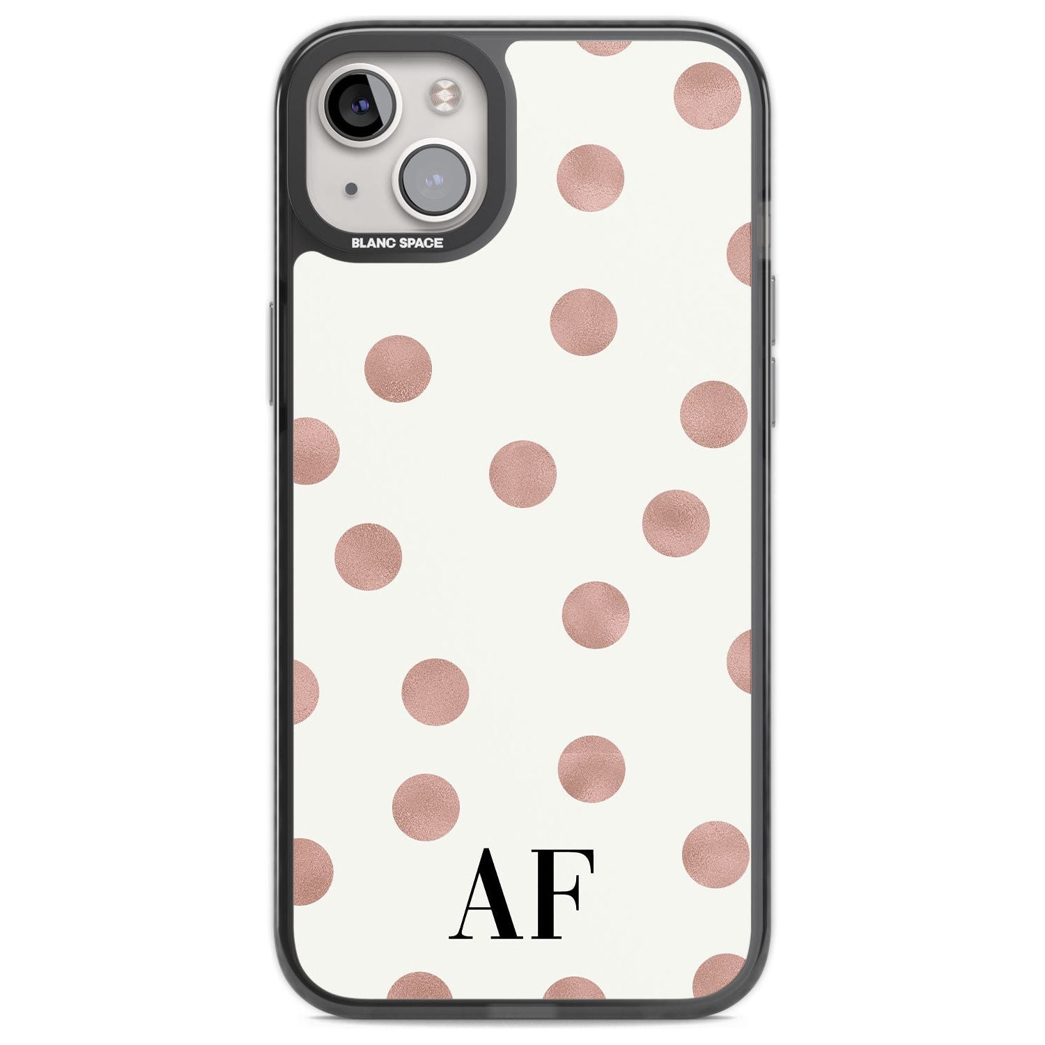 Personalised Initials & Dots Custom Phone Case iPhone 14 Plus / Black Impact Case Blanc Space