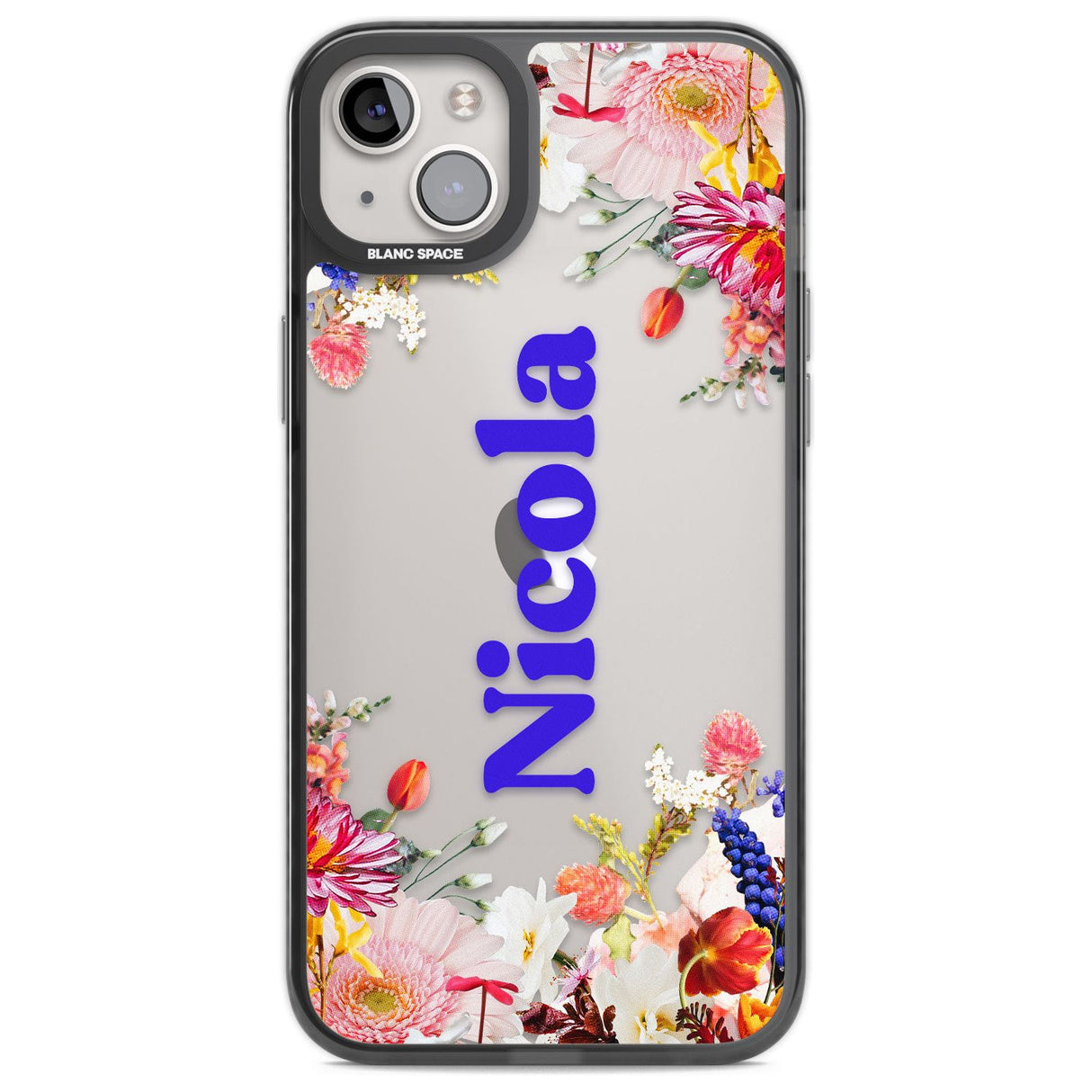 Personalised Text with Floral Borders Custom Phone Case iPhone 14 Plus / Black Impact Case Blanc Space
