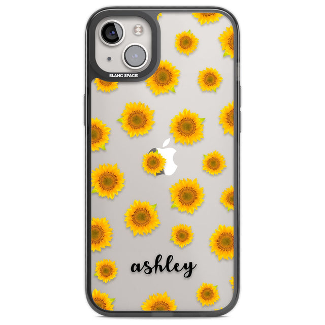 Personalised Sunflowers & Cursive Custom Phone Case iPhone 14 Plus / Black Impact Case Blanc Space