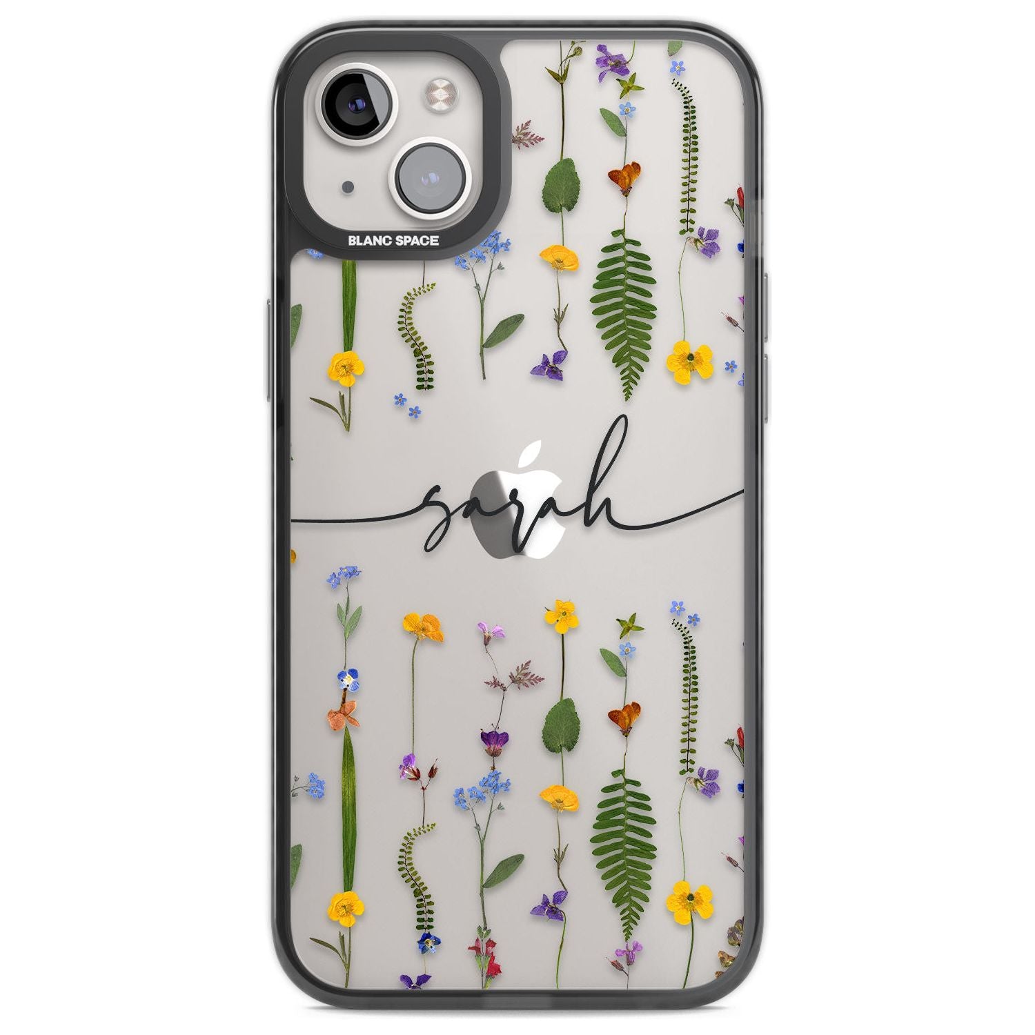 Personalised Wildflower Floral Custom Phone Case iPhone 14 Plus / Black Impact Case Blanc Space