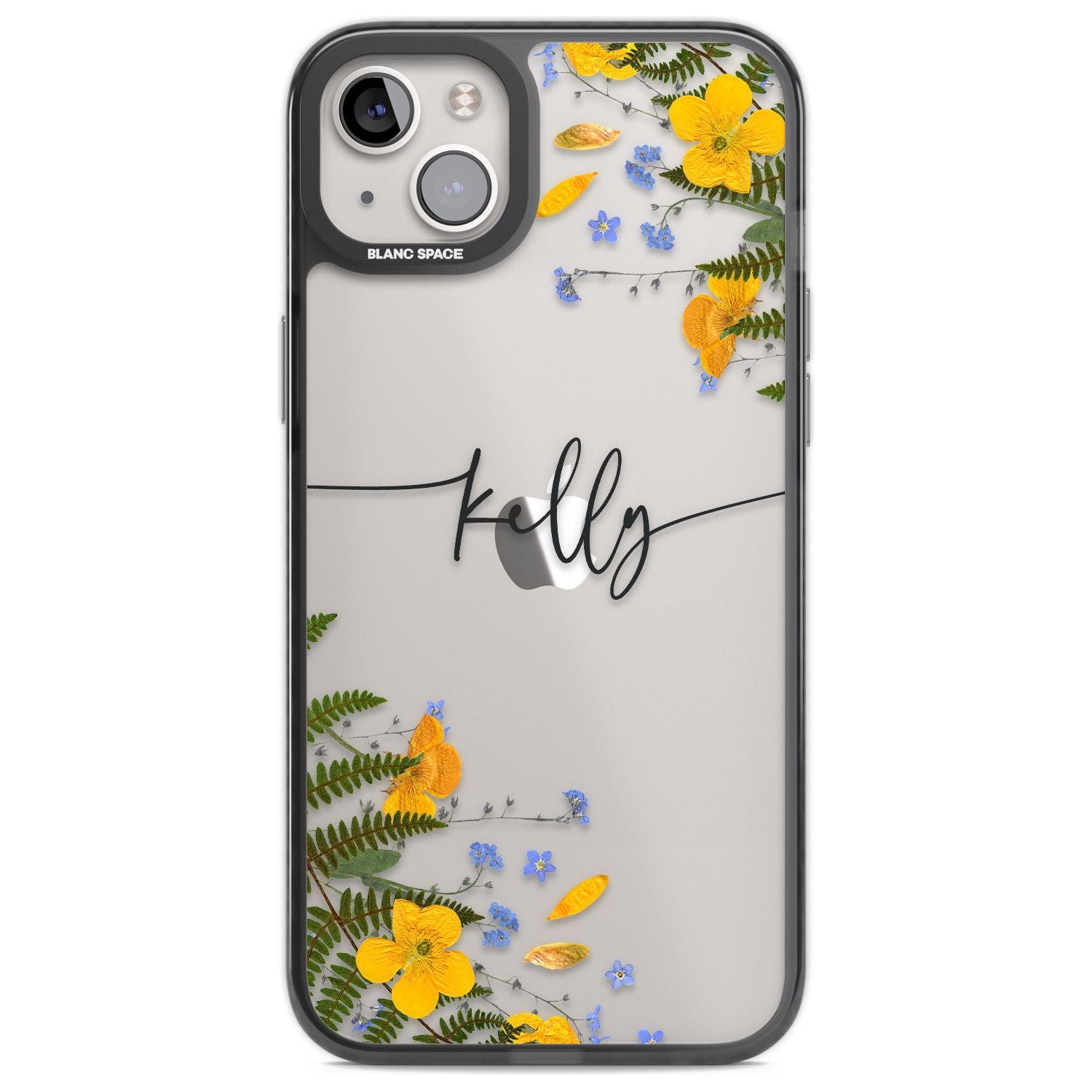 Personalised Ferns & Wildflowers Custom Phone Case iPhone 14 Plus / Black Impact Case Blanc Space