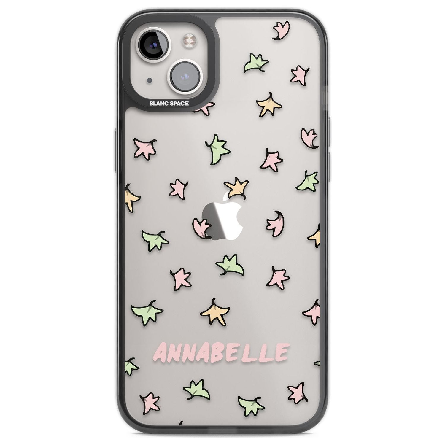 Personalised Heartstopper Leaves Pattern Custom Phone Case iPhone 14 Plus / Black Impact Case Blanc Space