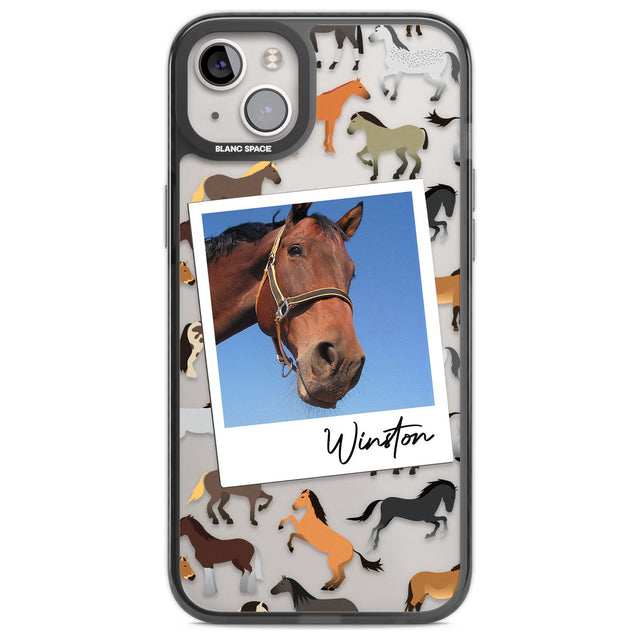 Personalised Horse Polaroid Custom Phone Case iPhone 14 Plus / Black Impact Case Blanc Space