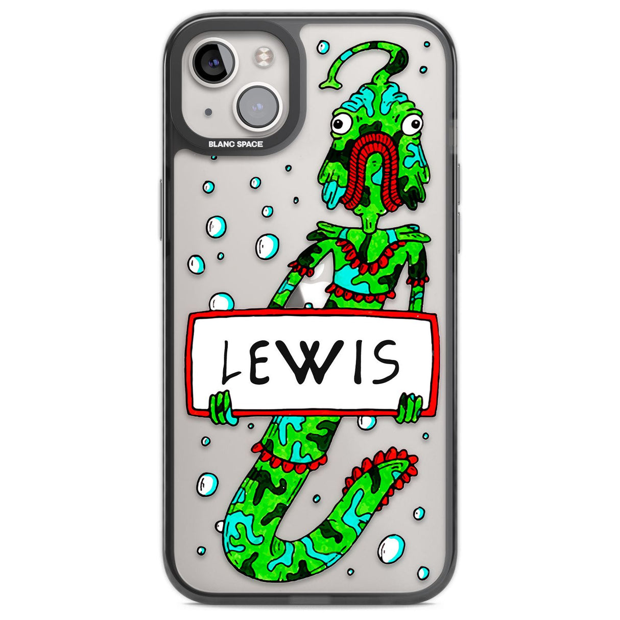Personalised Fish Boy Custom Phone Case iPhone 14 Plus / Black Impact Case Blanc Space