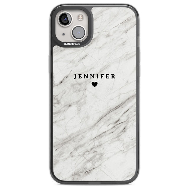 Personalised Light Grey & White Marble Texture Custom Phone Case iPhone 14 Plus / Black Impact Case Blanc Space