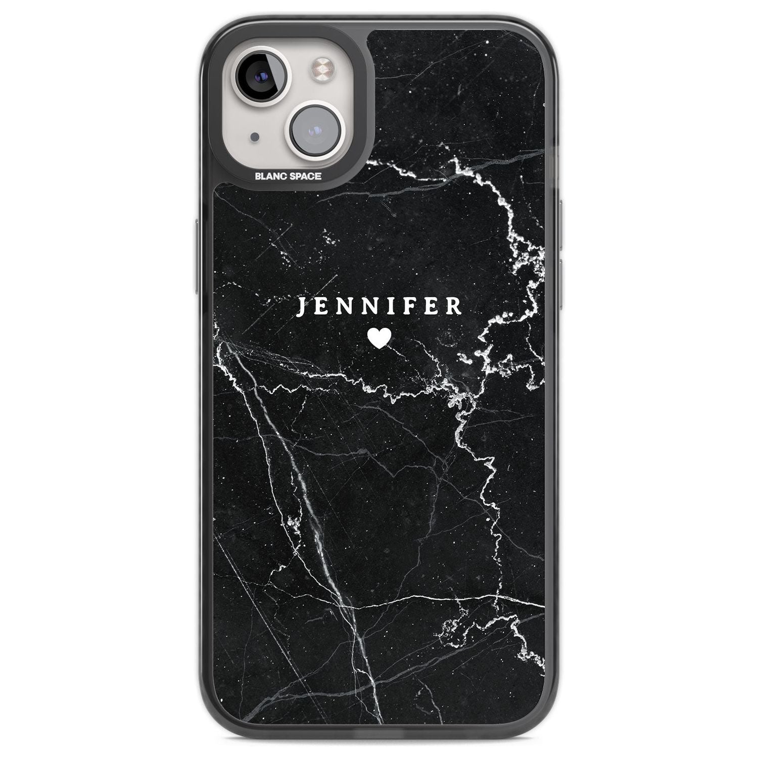 Personalised Black Marble 2 Custom Phone Case iPhone 14 Plus / Black Impact Case Blanc Space