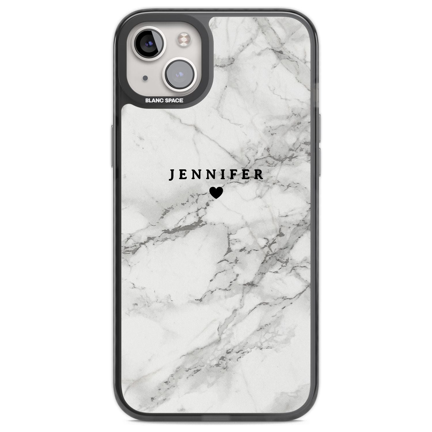 Personalised Classic Grey Marble Custom Phone Case iPhone 14 Plus / Black Impact Case Blanc Space