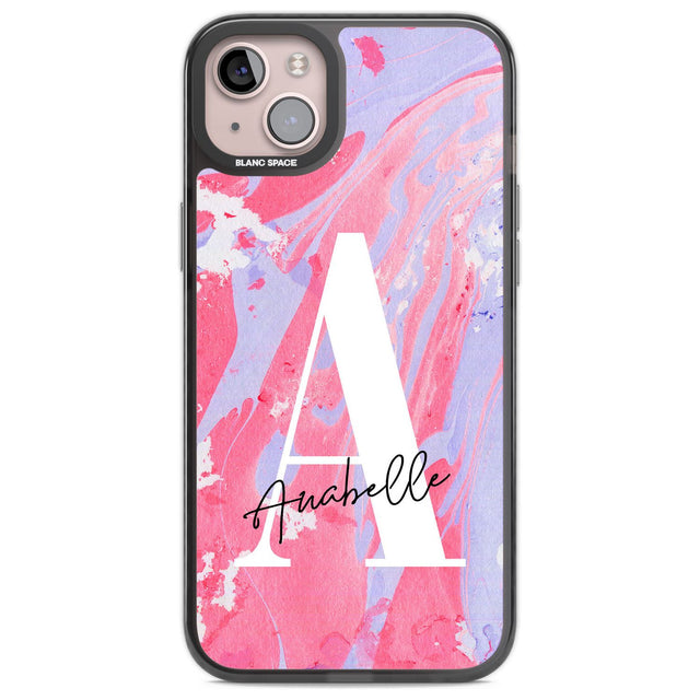 Personalised Pink & Purple - Marble Custom Phone Case iPhone 14 Plus / Black Impact Case Blanc Space