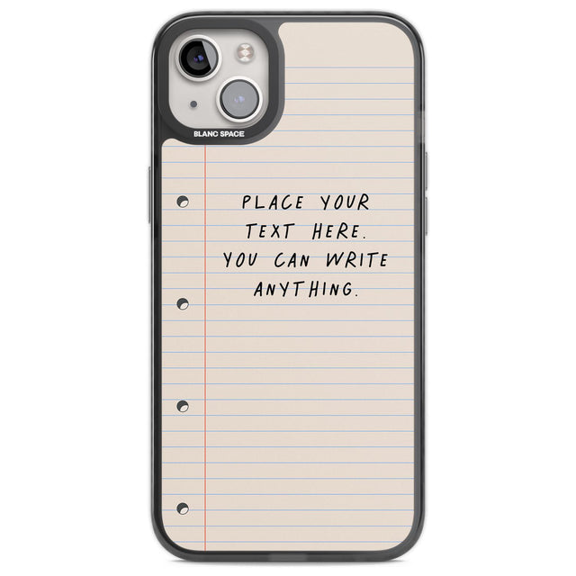 Personalised School Paper Custom Phone Case iPhone 14 Plus / Black Impact Case Blanc Space