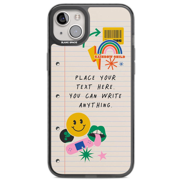 Personalised Nostalgia Sticker Mix #1 Custom Phone Case iPhone 14 Plus / Black Impact Case Blanc Space