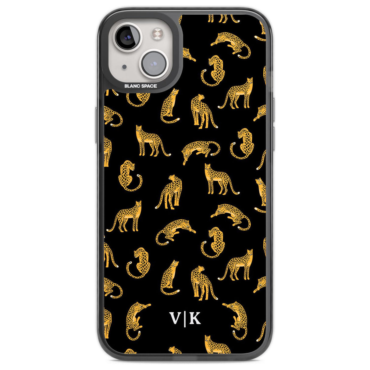 Personalised Cheetah Pattern: Black Custom Phone Case iPhone 14 Plus / Black Impact Case Blanc Space
