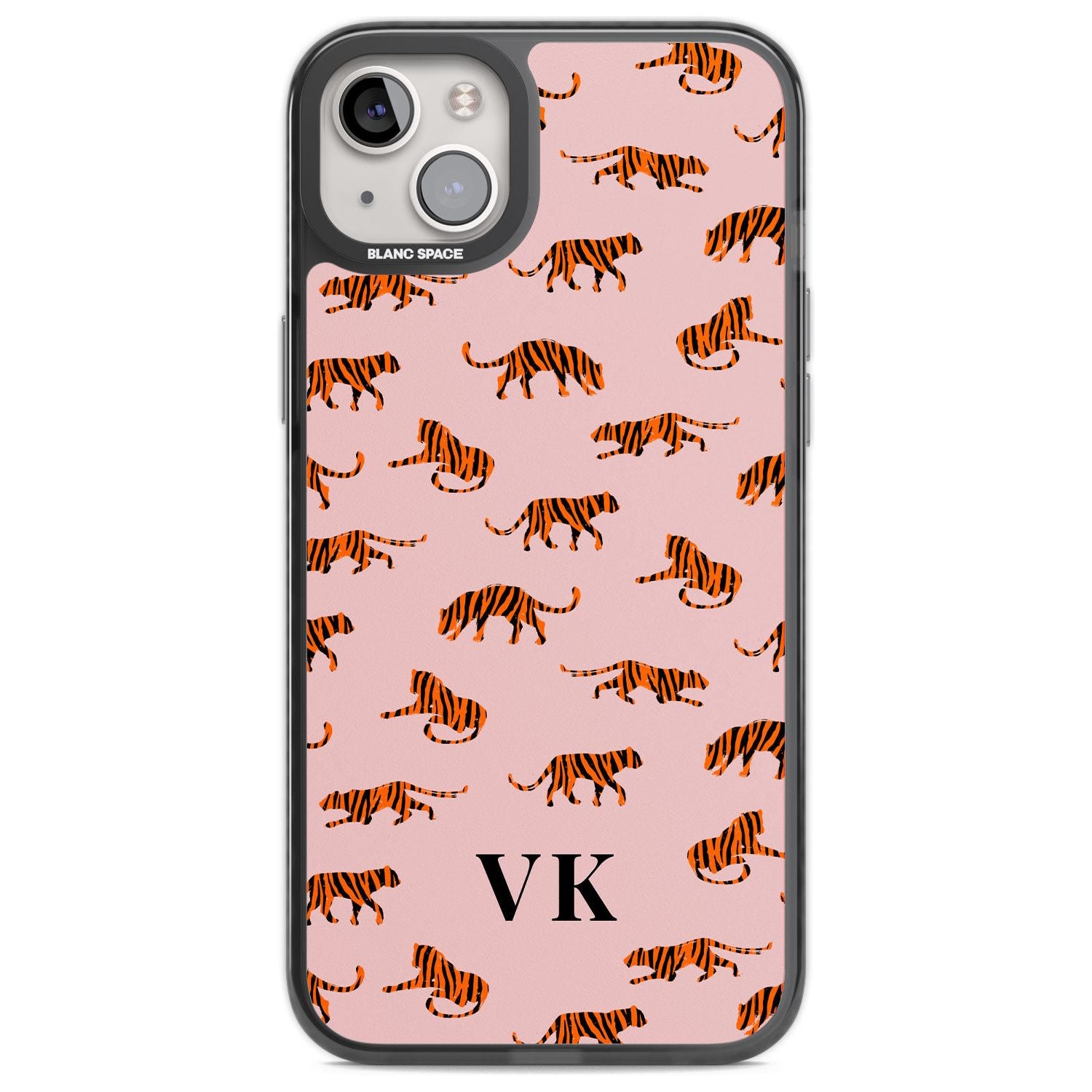 Personalised Safari Tiger Pattern on Pink Custom Phone Case iPhone 14 Plus / Black Impact Case Blanc Space