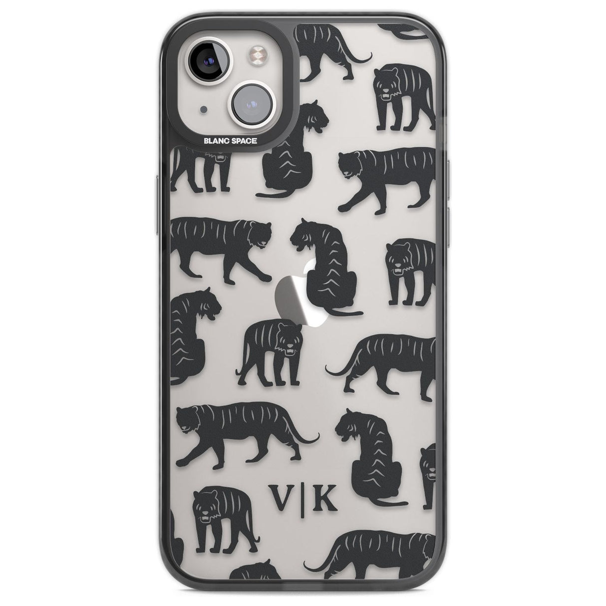 Personalised Tiger Silhouettes Custom Phone Case iPhone 14 Plus / Black Impact Case Blanc Space