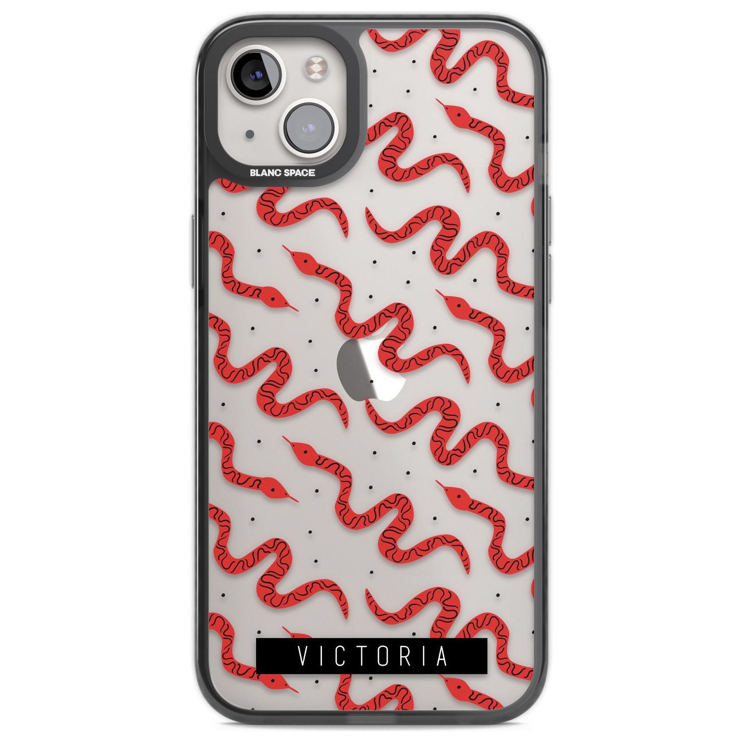 Personalised Snake Pattern Custom Phone Case iPhone 14 Plus / Black Impact Case Blanc Space