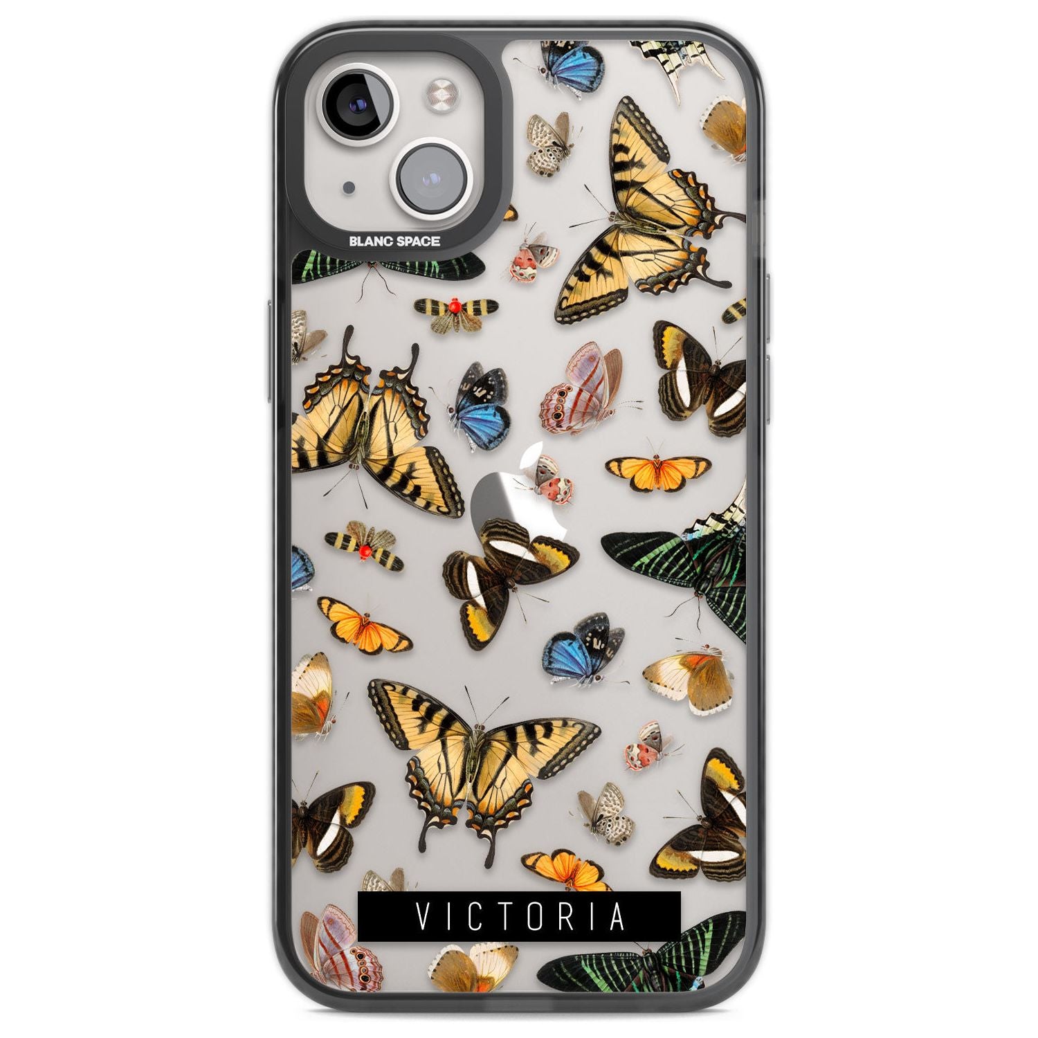 Personalised Photorealistic Butterfly Custom Phone Case iPhone 14 Plus / Black Impact Case Blanc Space