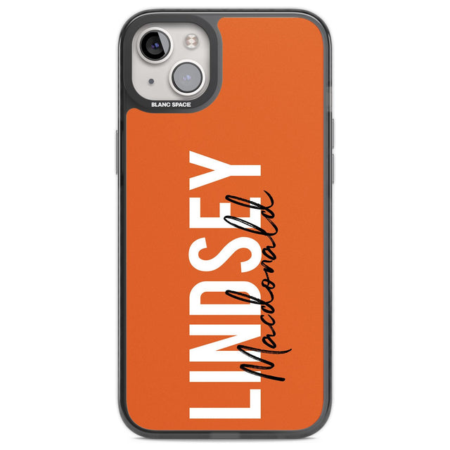 Personalised Bold Name: Orange Custom Phone Case iPhone 14 Plus / Black Impact Case Blanc Space