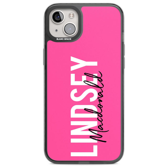Personalised Bold Name: Pink Custom Phone Case iPhone 14 Plus / Black Impact Case Blanc Space