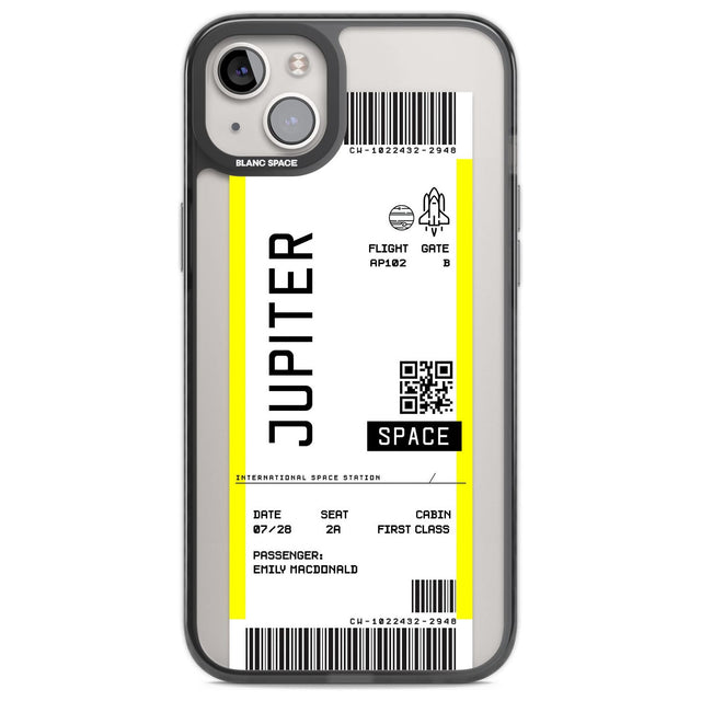 Personalised Jupiter Travel Ticket Custom Phone Case iPhone 14 Plus / Black Impact Case Blanc Space
