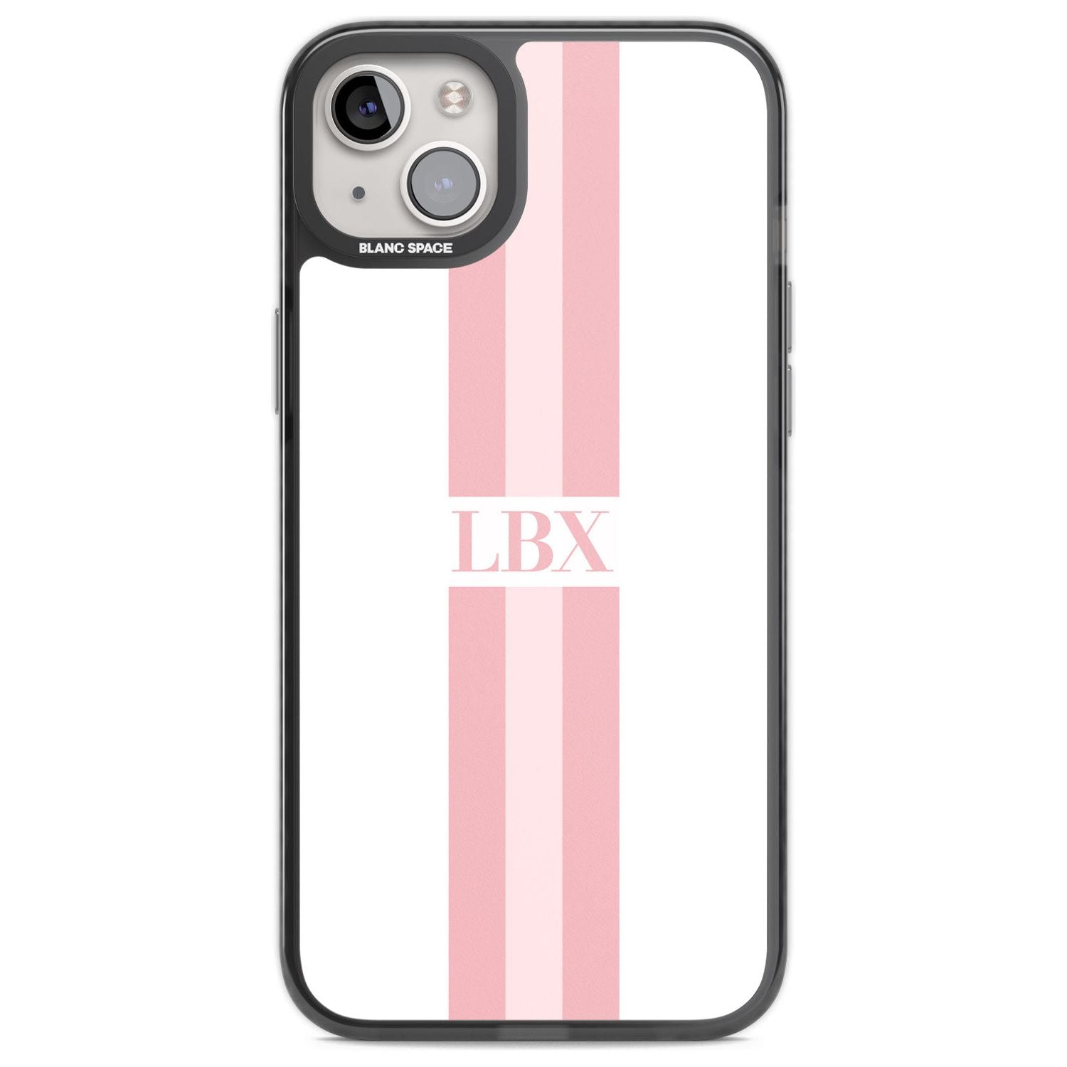 Personalised Minimal Pink Stripes Custom Phone Case iPhone 14 Plus / Black Impact Case Blanc Space