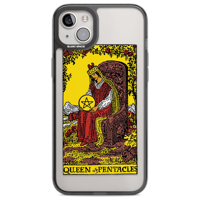 Personalised Queen of Pentacles Tarot Card - Colour Phone Case iPhone 14 Plus / Black Impact Case Blanc Space