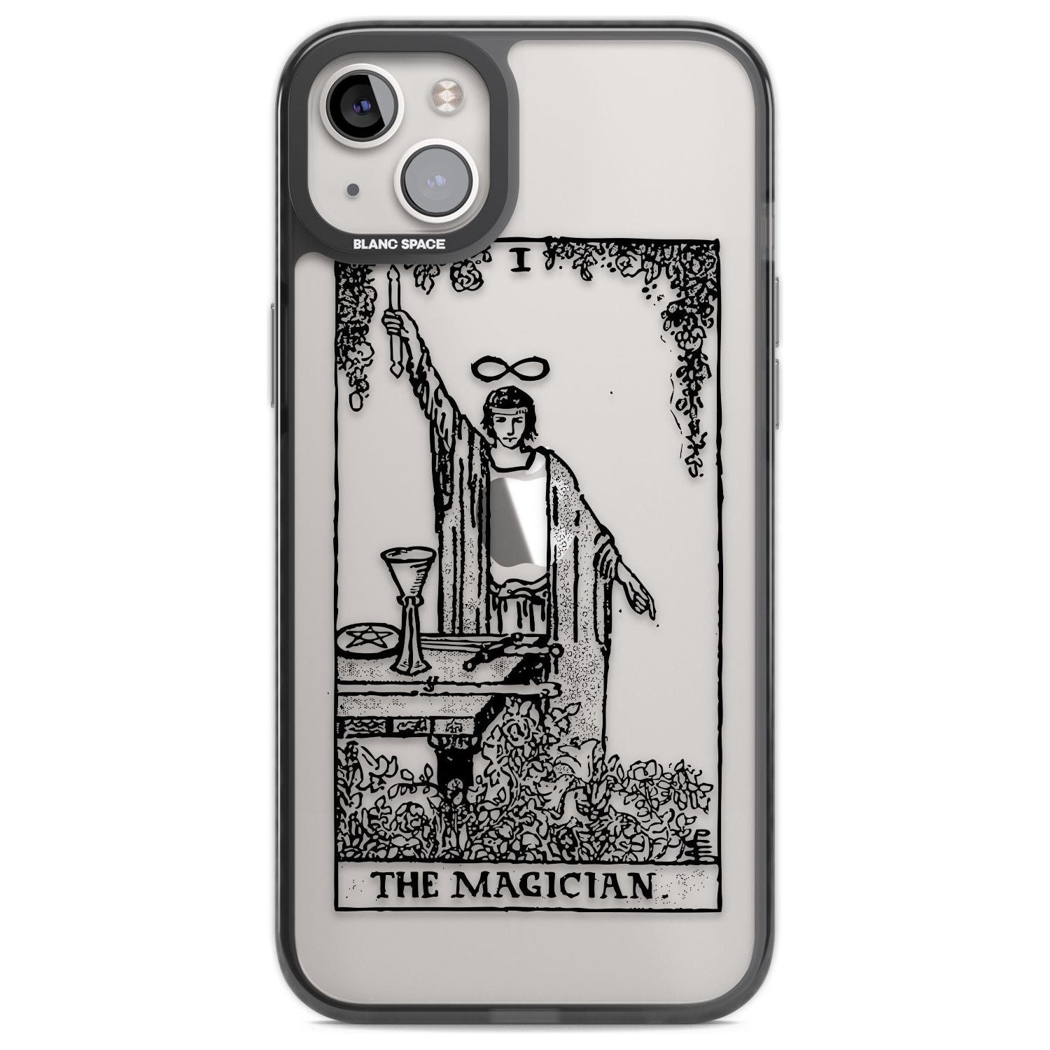 Personalised The Magician Tarot Card - Transparent Custom Phone Case iPhone 14 Plus / Black Impact Case Blanc Space