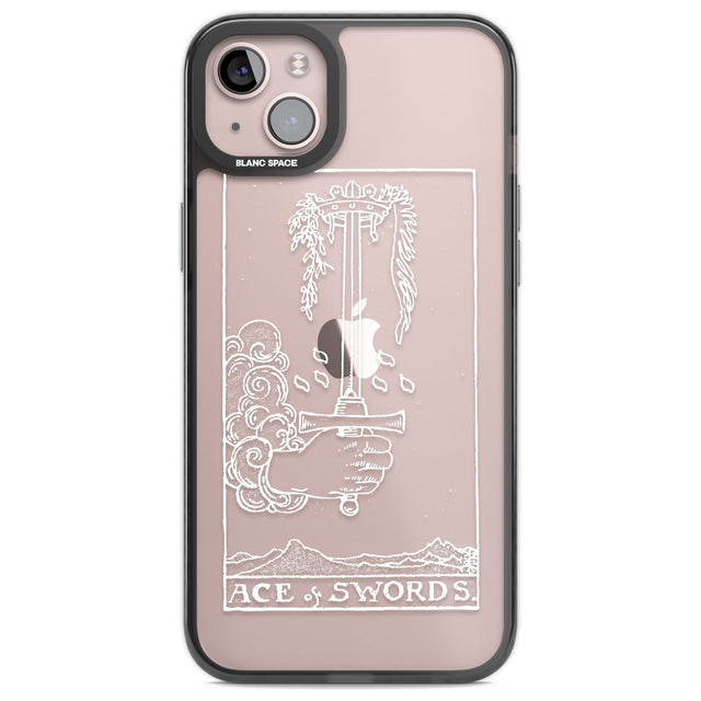 Personalised Ace of Swords Tarot Card - White Transparent Custom Phone Case iPhone 14 Plus / Black Impact Case Blanc Space