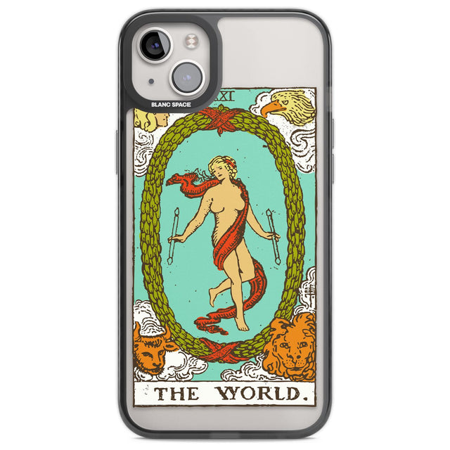 Personalised The World Tarot Card - Colour Custom Phone Case iPhone 14 Plus / Black Impact Case Blanc Space