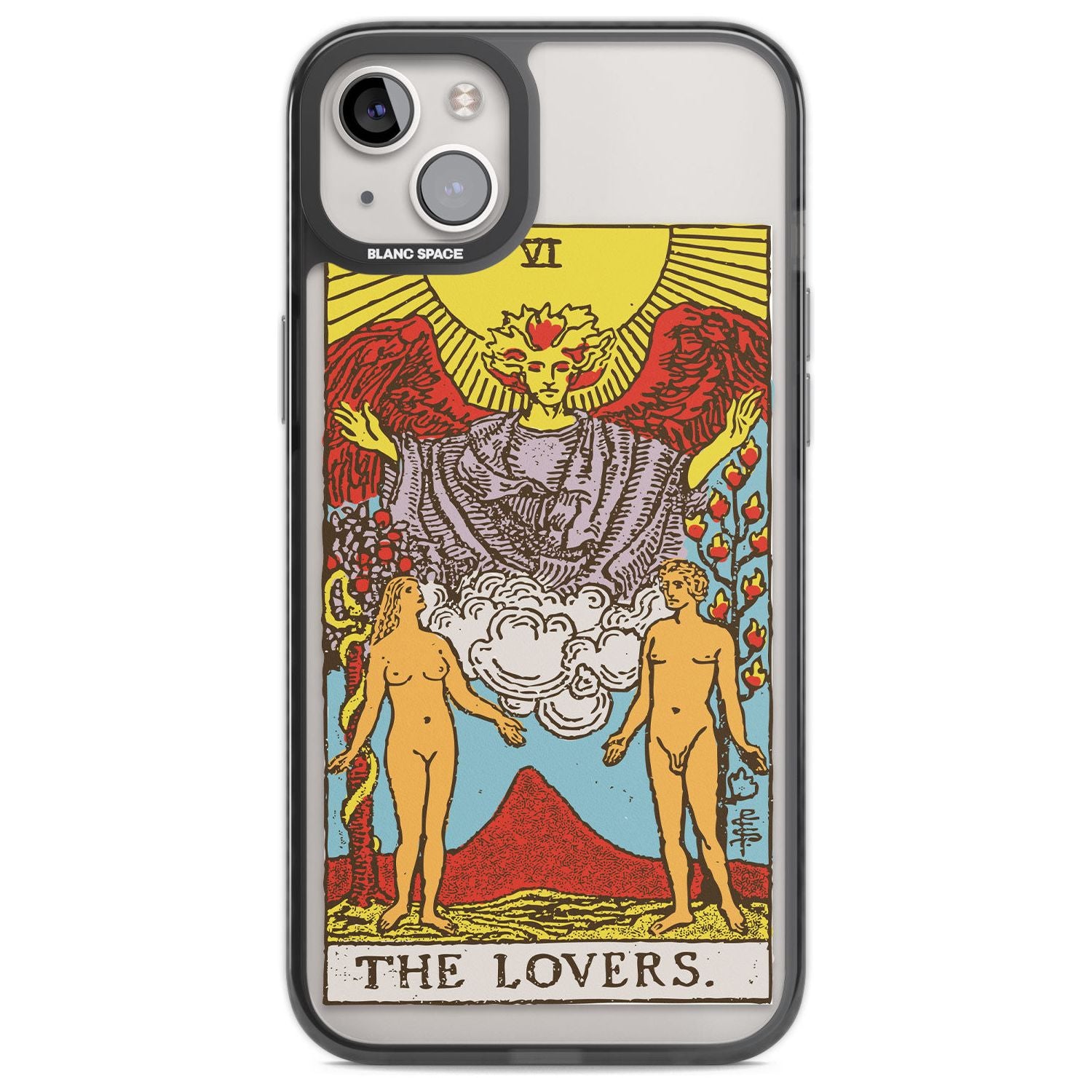 Personalised The Lovers Tarot Card - Colour Custom Phone Case iPhone 14 Plus / Black Impact Case Blanc Space