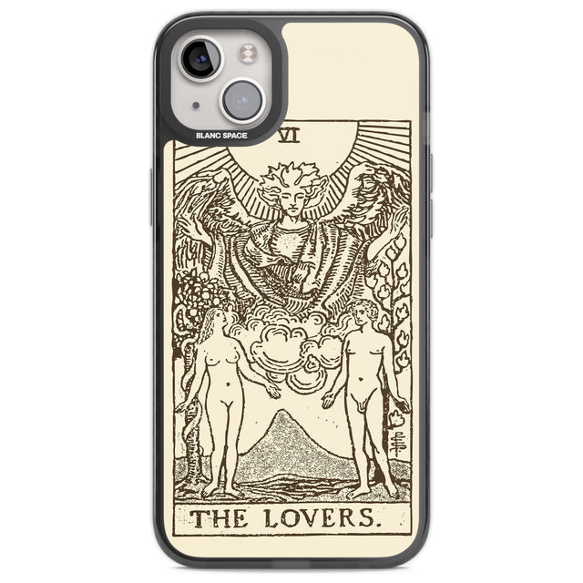Personalised The Lovers Tarot Card - Solid Cream Custom Phone Case iPhone 14 Plus / Black Impact Case Blanc Space