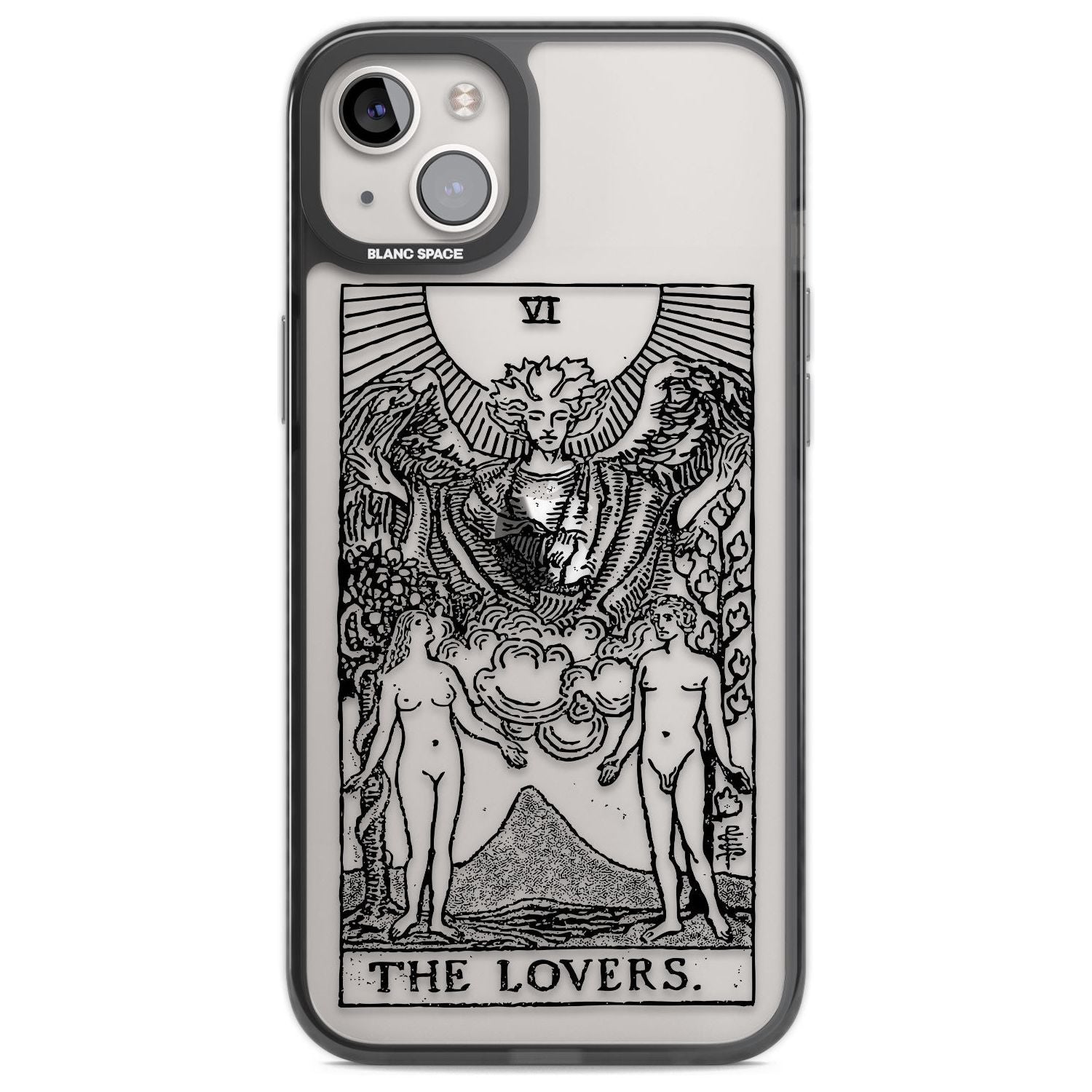 Personalised The Lovers Tarot Card - Transparent Custom Phone Case iPhone 14 Plus / Black Impact Case Blanc Space