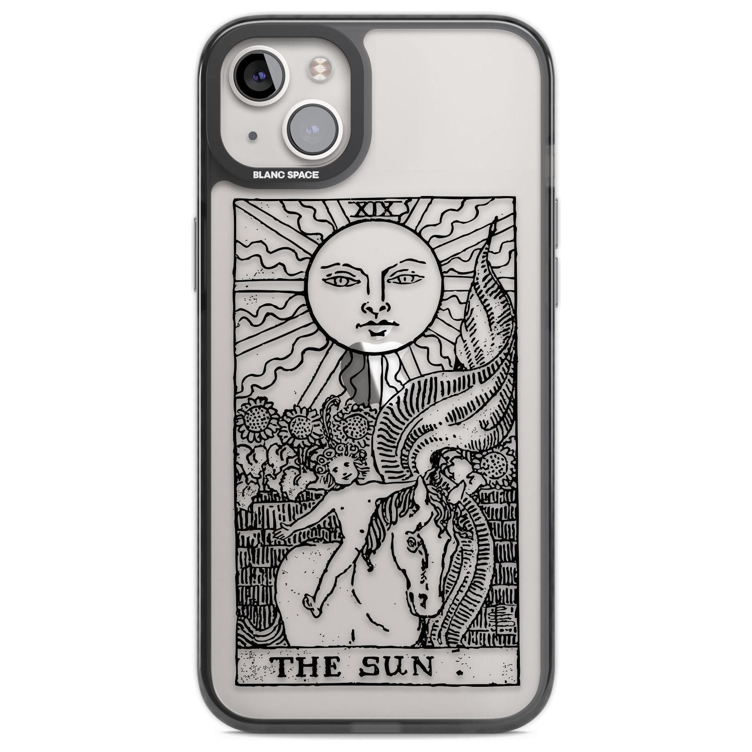Personalised The Sun Tarot Card - Transparent Custom Phone Case iPhone 14 Plus / Black Impact Case Blanc Space