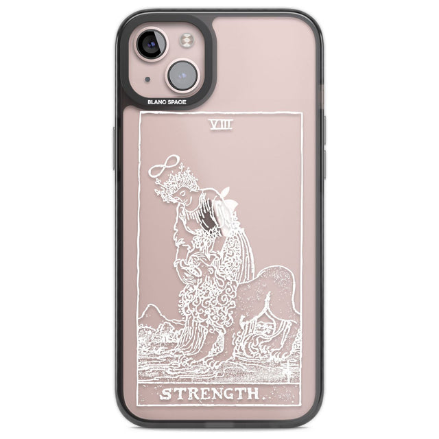 Personalised Strength Tarot Card - White Transparent Custom Phone Case iPhone 14 Plus / Black Impact Case Blanc Space
