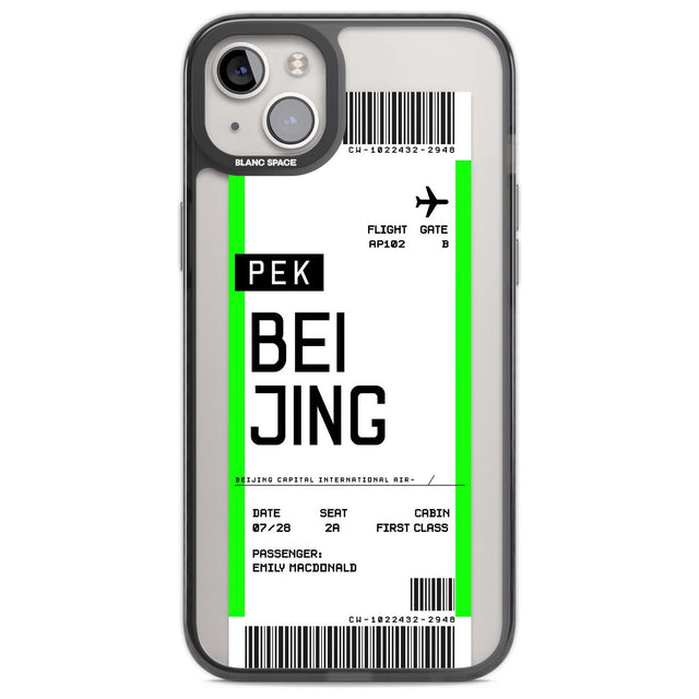 Personalised Beijing Boarding Pass Custom Phone Case iPhone 14 Plus / Black Impact Case Blanc Space