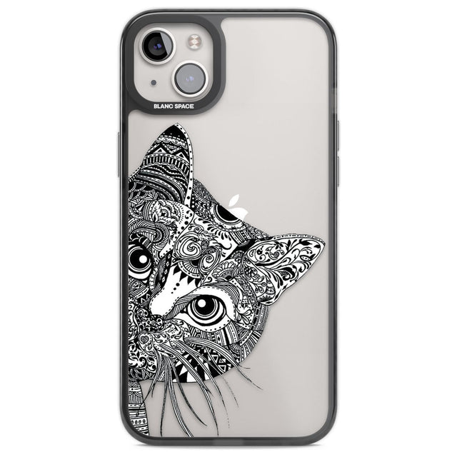 Henna Cat Phone Case iPhone 14 Plus / Black Impact Case Blanc Space