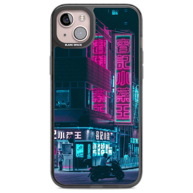 Motorcylist & Signs - Neon Cities Photographs Phone Case iPhone 14 Plus / Black Impact Case Blanc Space