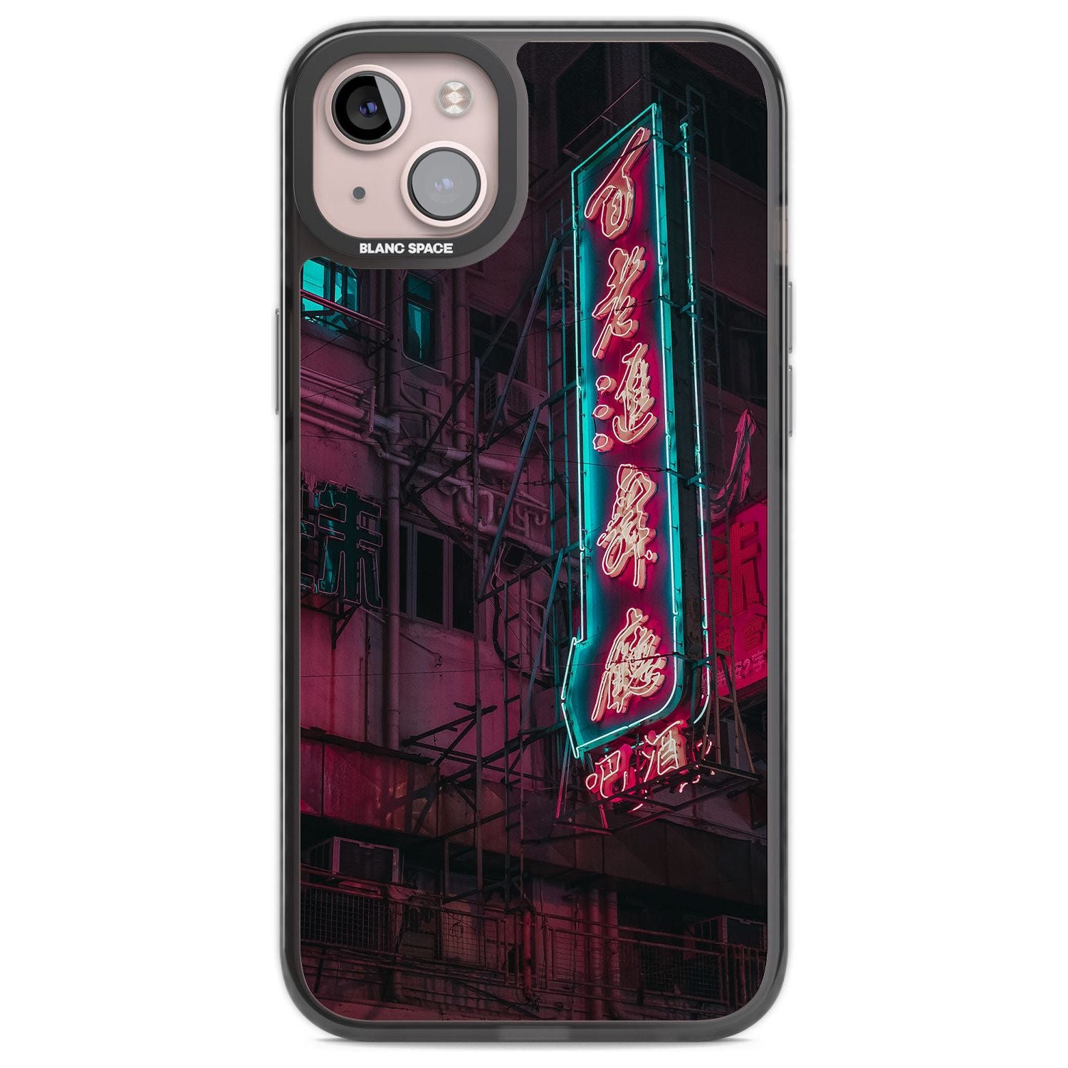 Large Kanji Sign - Neon Cities Photographs Phone Case iPhone 14 Plus / Black Impact Case Blanc Space