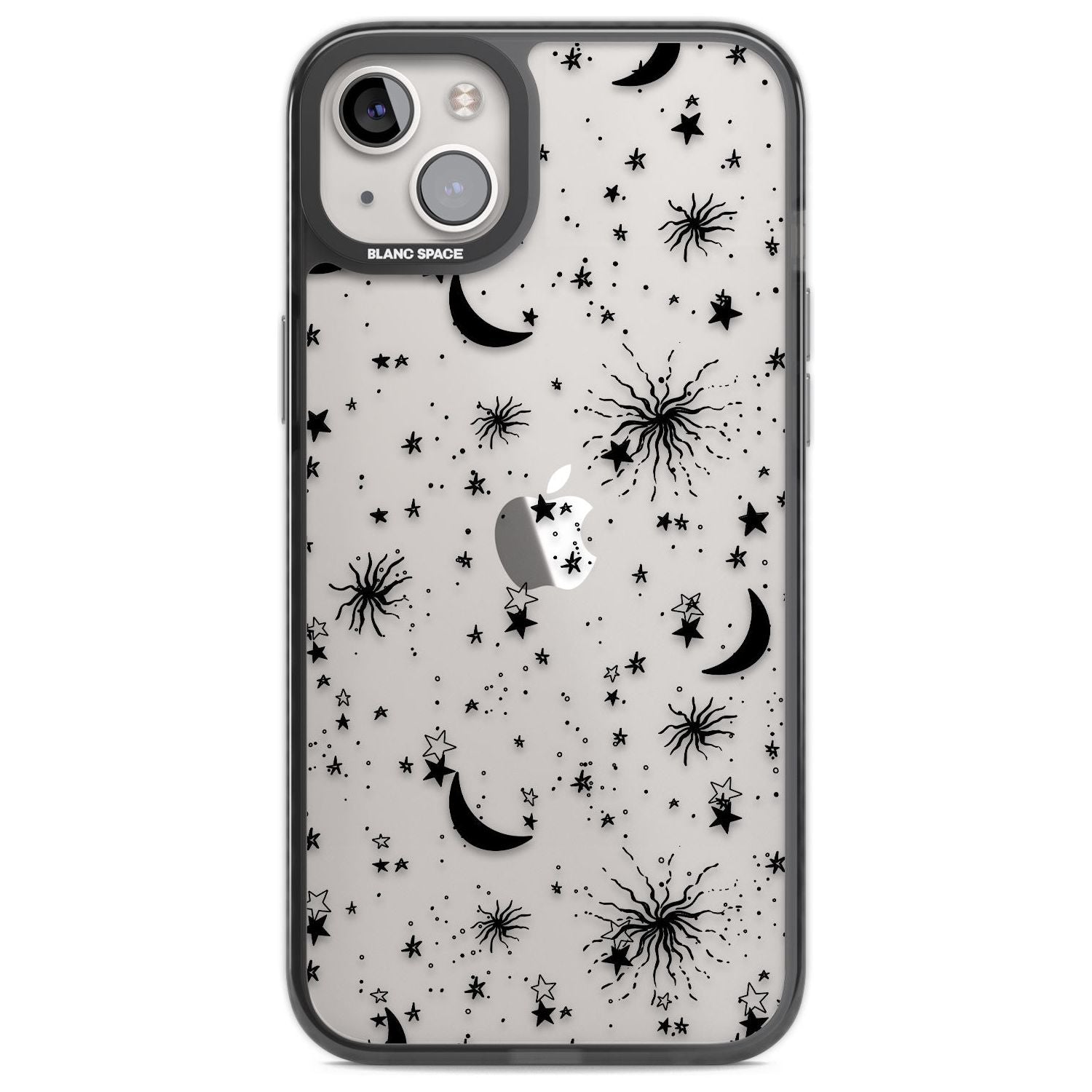 Moons & Stars Phone Case iPhone 14 Plus / Black Impact Case Blanc Space