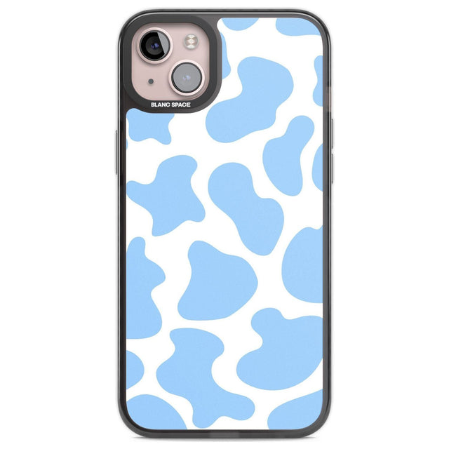 Blue and White Cow Print Phone Case iPhone 14 Plus / Black Impact Case Blanc Space