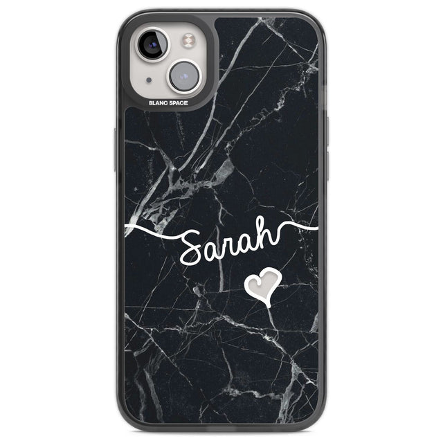 Black Marble Custom Phone Case iPhone 14 Plus / Black Impact Case Blanc Space
